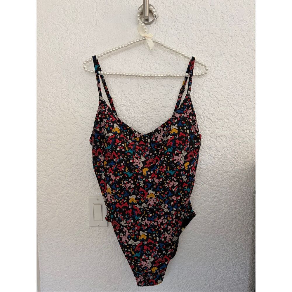 Summersalt Floral One-Piece Swimsuit in Black with Multicolor Print - Picture 3 of 12